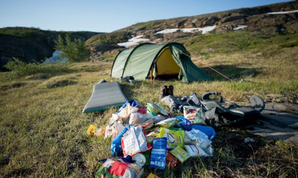 Pile of food and gear