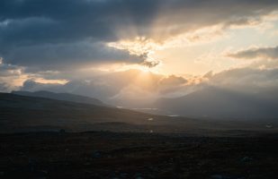 Sunburst above the Sarek mountains