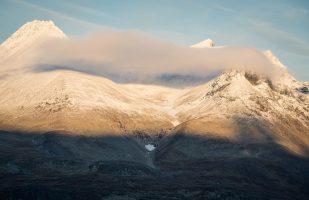 Snowy mountain peaks