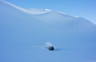 Ravine with Overhanging Snow Walls