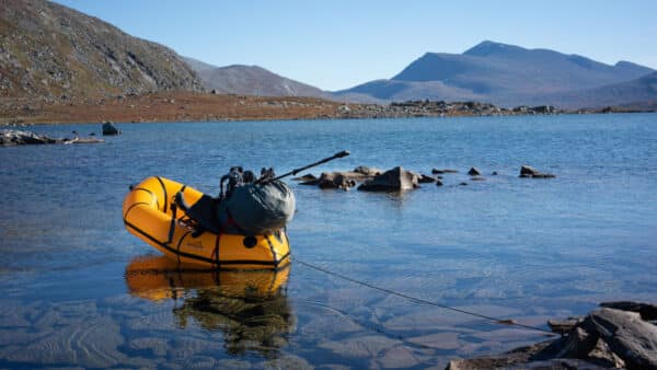 My packraft with mounted 360° camera