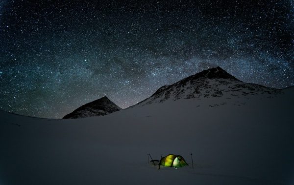 Night sky near the pass of Šielmmávággi