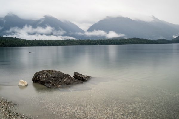 Scene at the beach of Lake Manapouri